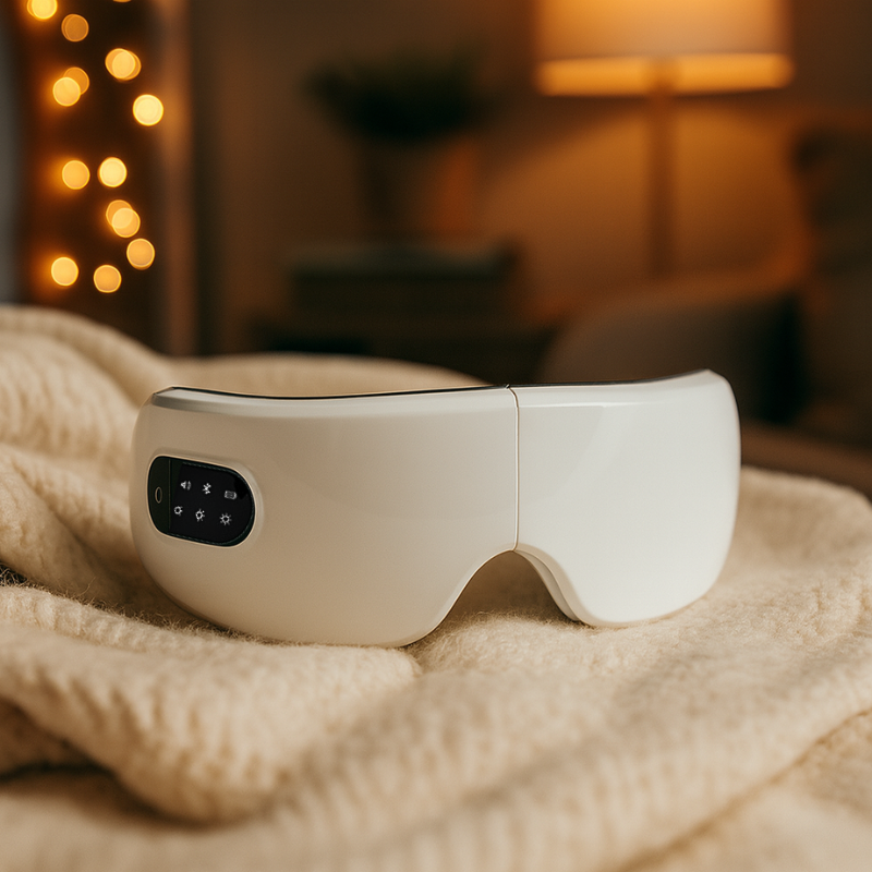 Mască Masaj Ocular cu Grafen & Bluetooth | Pliabilă, 4 Trepte, Timer